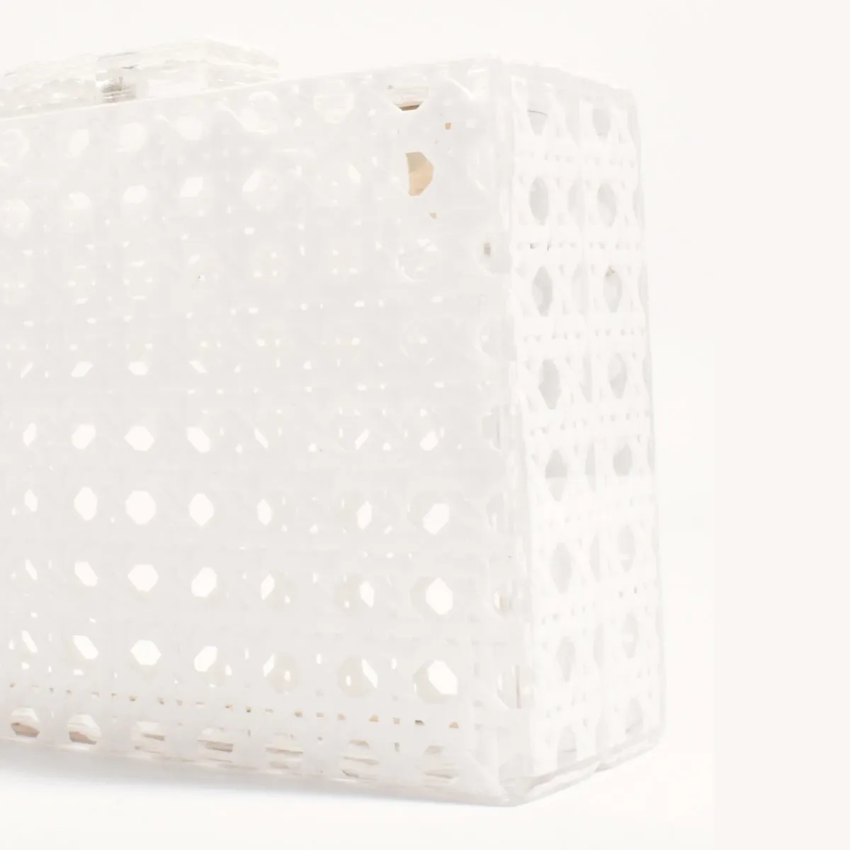 Sadie Picnic Weave Structured Clutch (White)