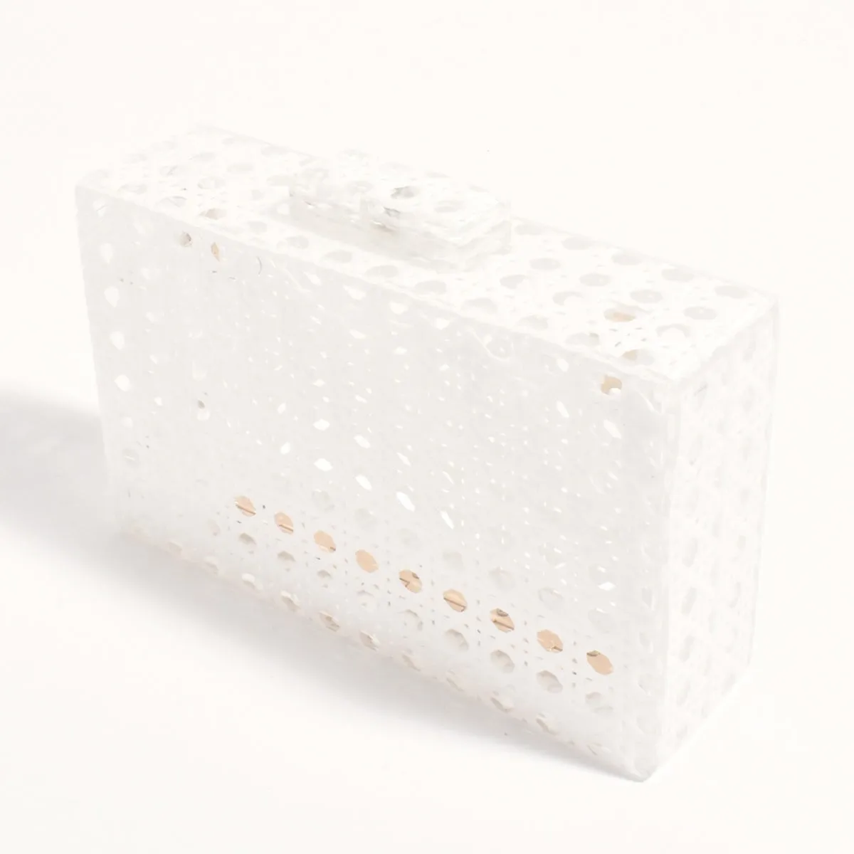 Sadie Picnic Weave Structured Clutch (White)