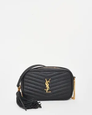 Saint Laurent Black Grained Leather GHW Mini Lou Crossbody Bag