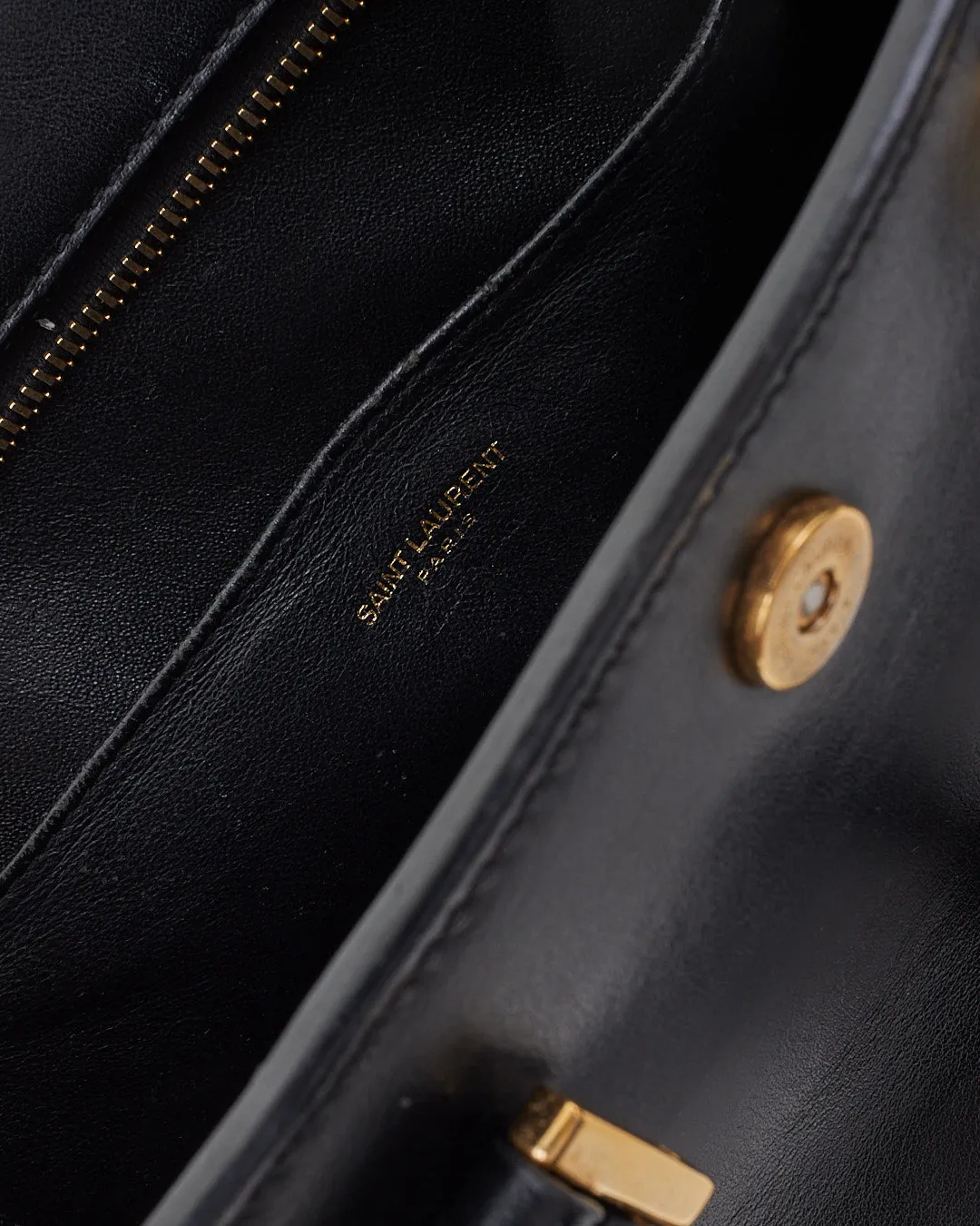 Saint Laurent Black Leather Cabas Tote