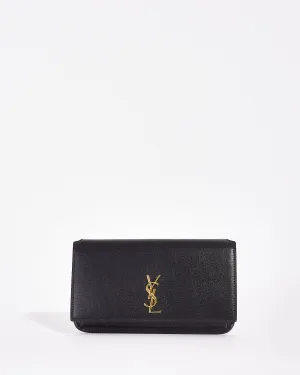 Saint Laurent Black Leather Logo Cassandre Phone Holder on Chain Bag