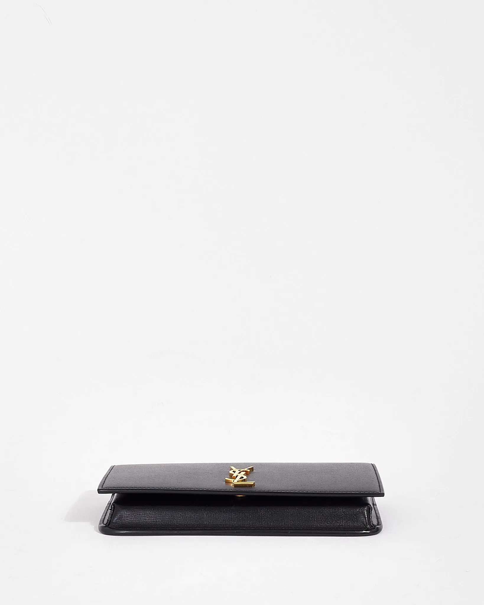 Saint Laurent Black Leather Logo Cassandre Phone Holder on Chain Bag