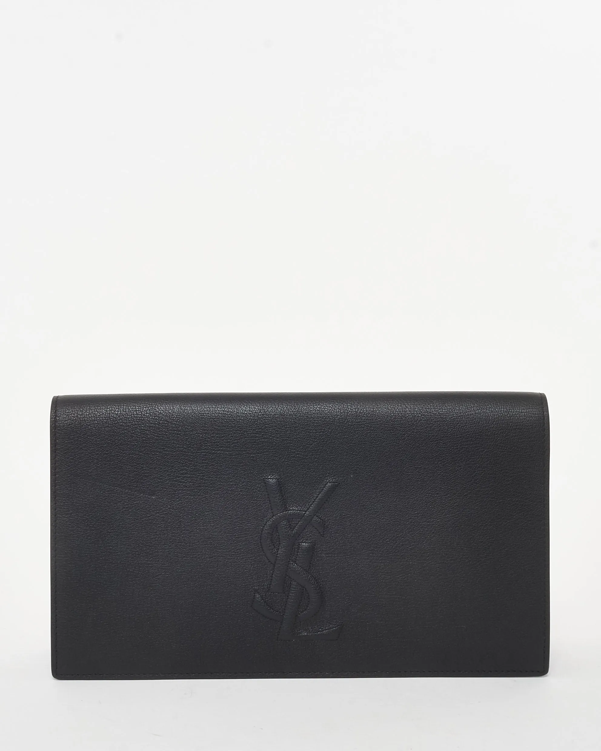 Saint Laurent Black Leather YSL Belle De Jour Clutch Bag