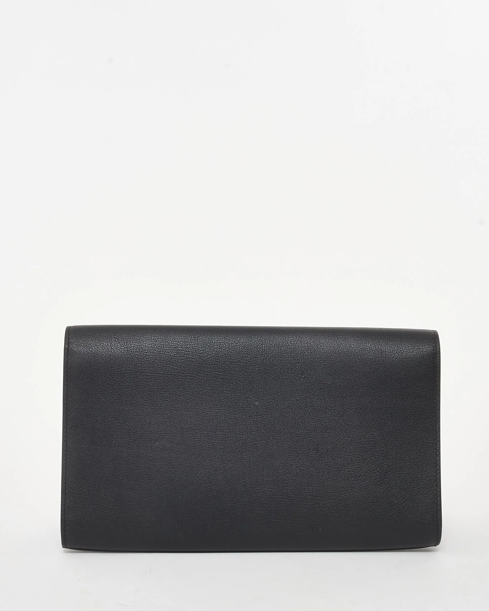 Saint Laurent Black Leather YSL Belle De Jour Clutch Bag