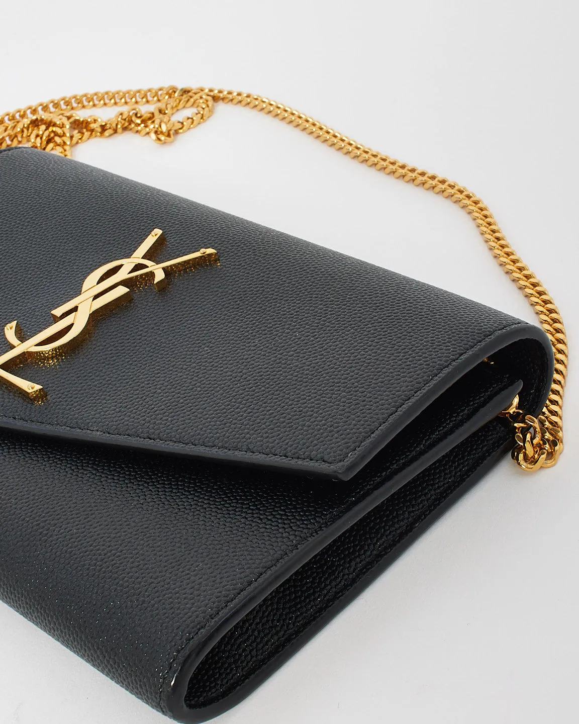 Saint Laurent Black Monogram Grained Leather Uptown Wallet On Chain