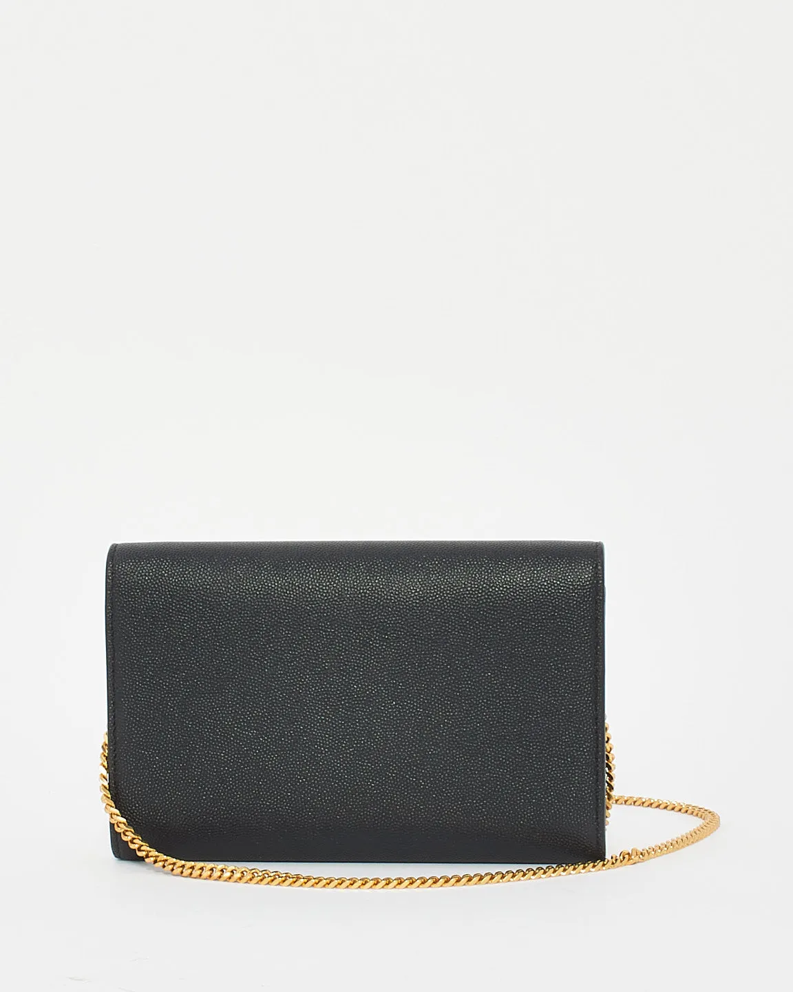 Saint Laurent Black Monogram Grained Leather Uptown Wallet On Chain