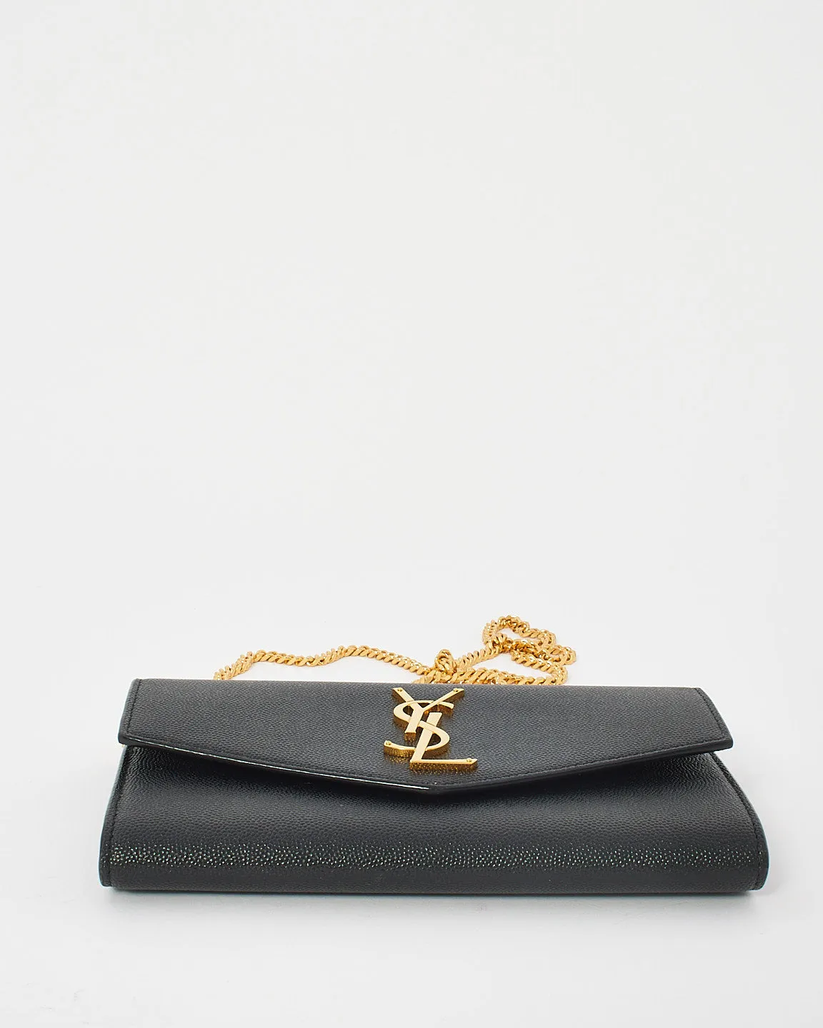 Saint Laurent Black Monogram Grained Leather Uptown Wallet On Chain