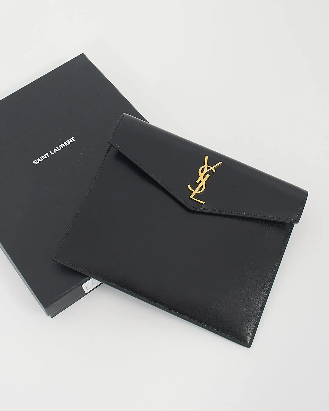 Saint Laurent Black Smooth Leather Baby Uptown Pouch Clutch
