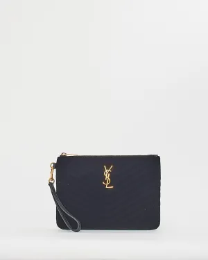 Saint Laurent Black Velvet Monogram Wristlet Clutch