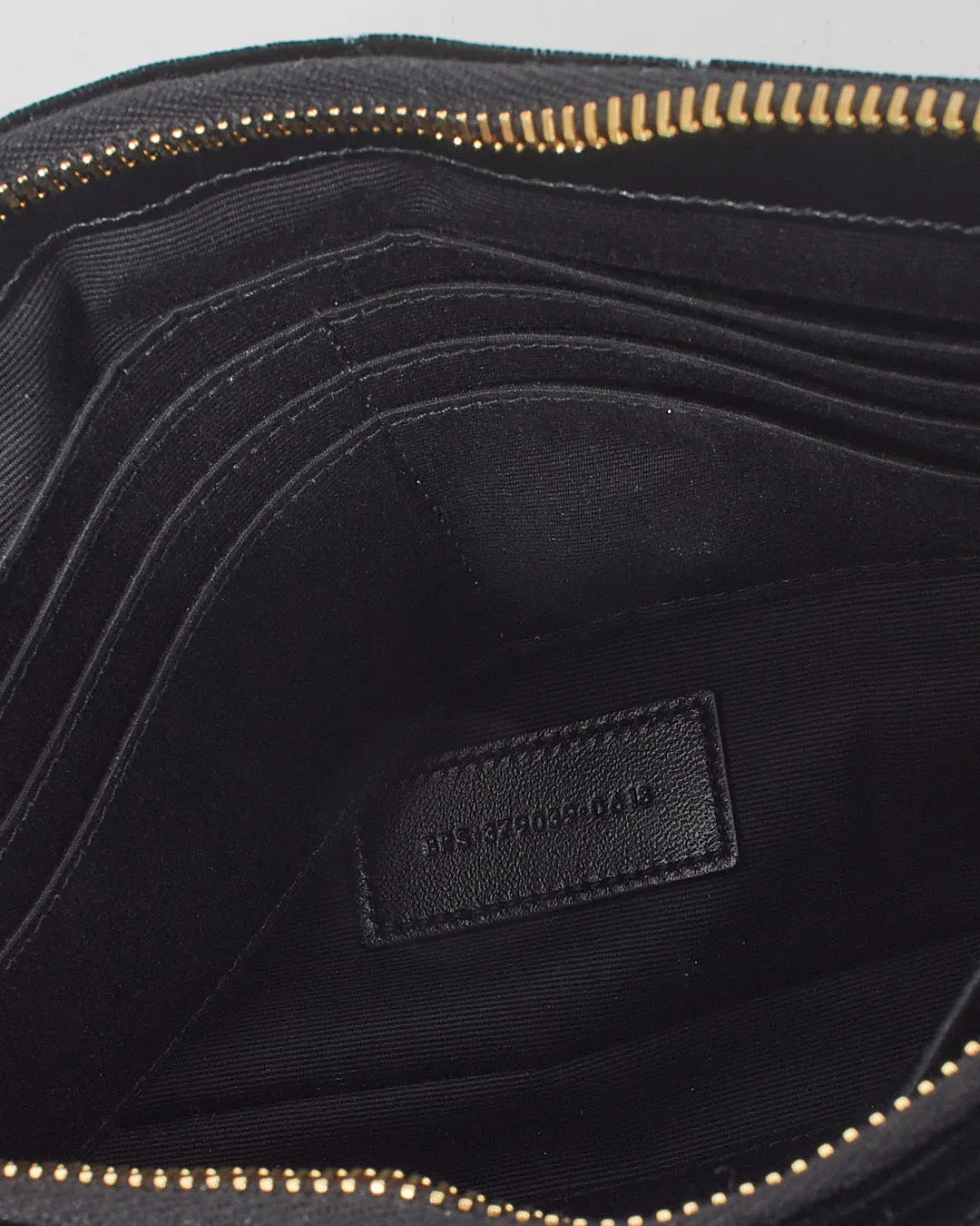 Saint Laurent Black Velvet Monogram Wristlet Clutch