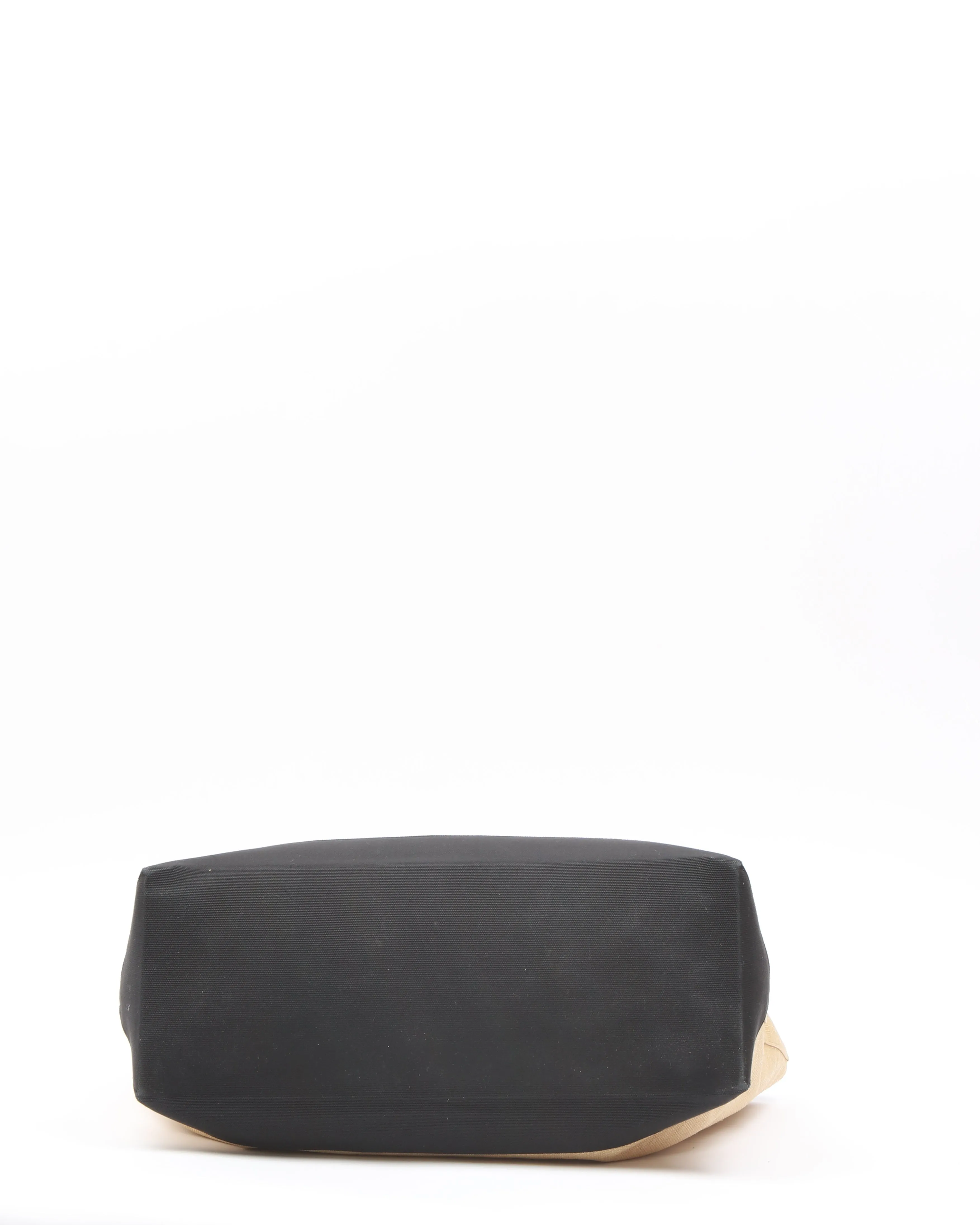 Saint Laurent Black/Beige Woven Beach Tote Bag