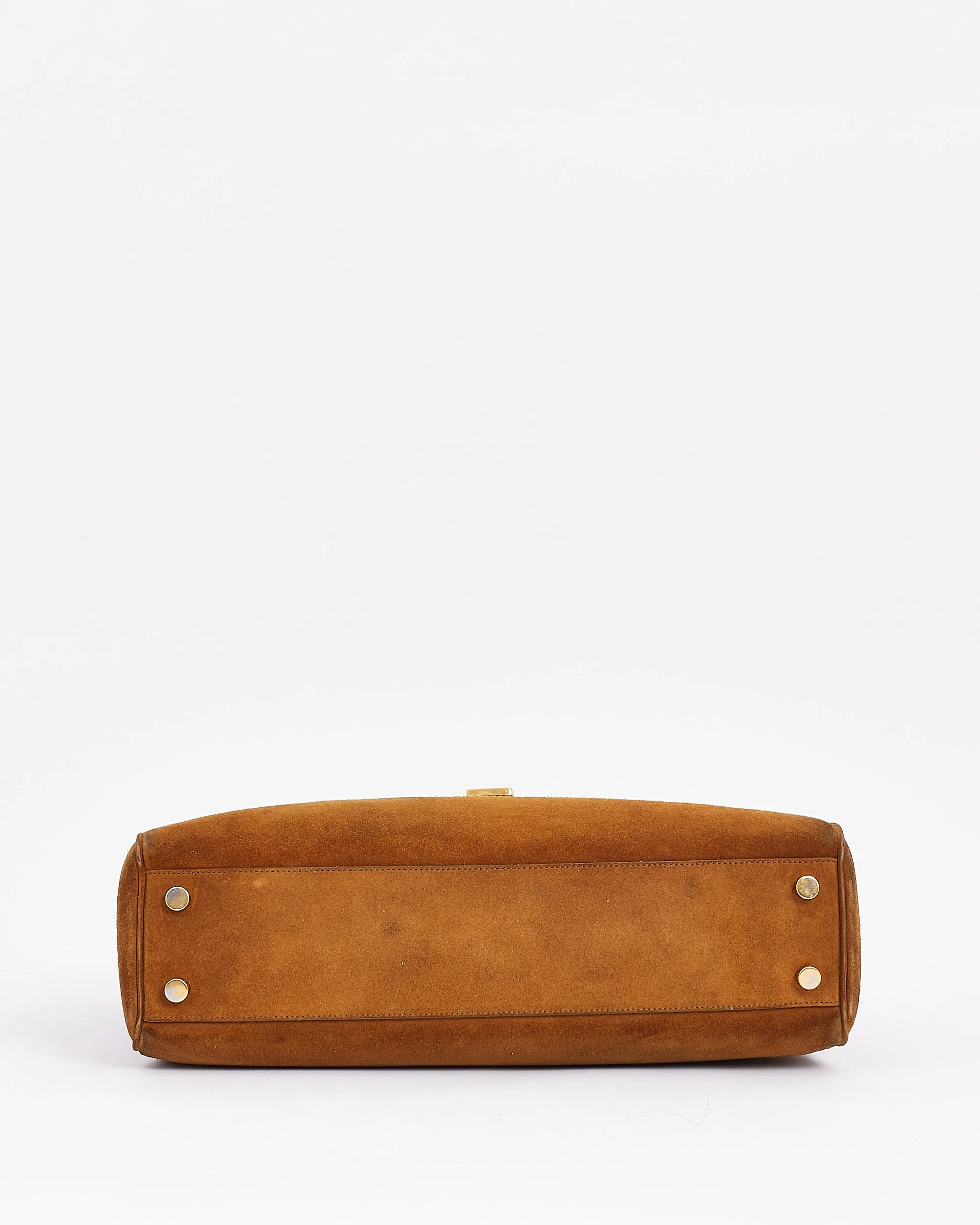 Saint Laurent Brown Suede Monogram Shopping Tote Bag