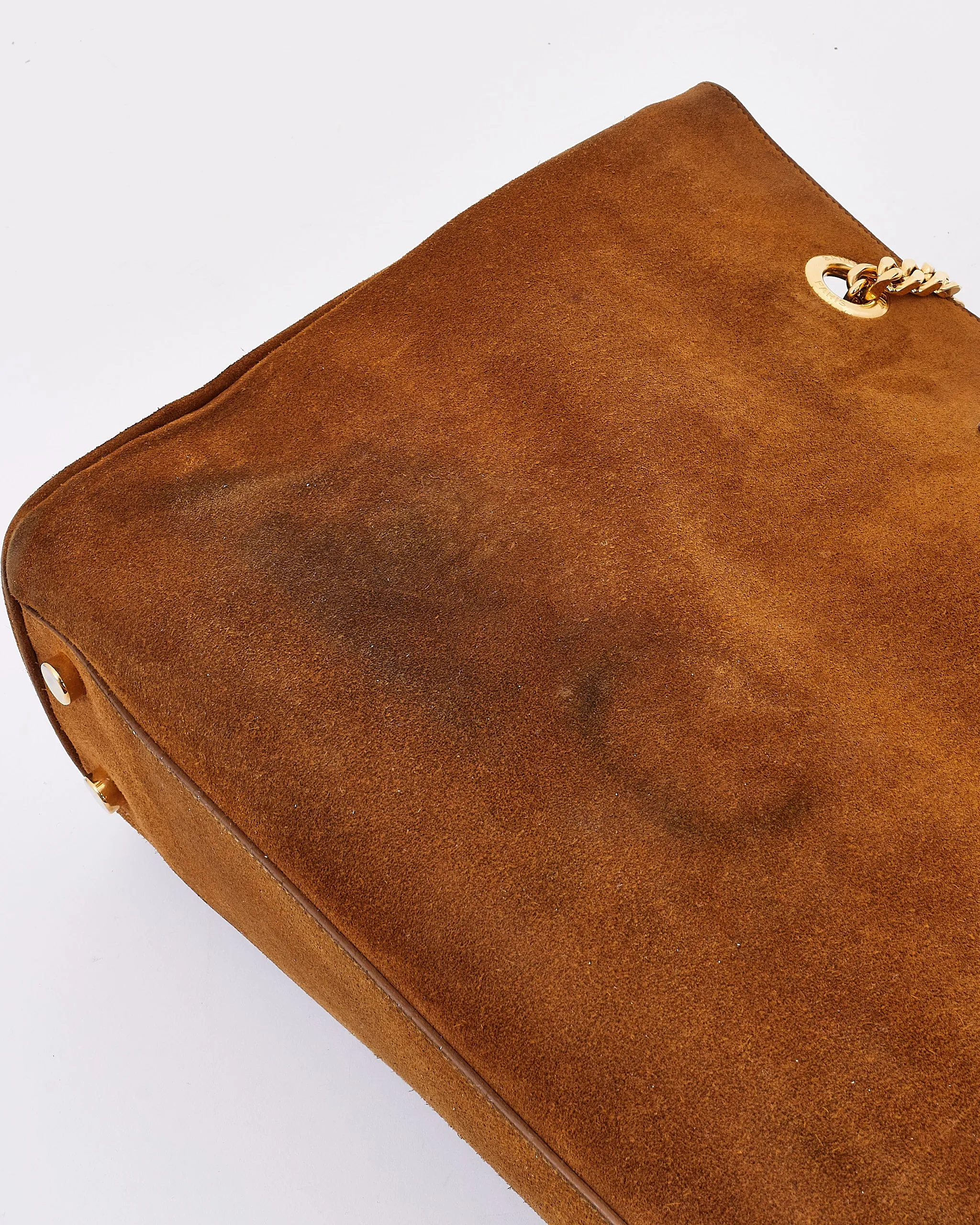 Saint Laurent Brown Suede Monogram Shopping Tote Bag