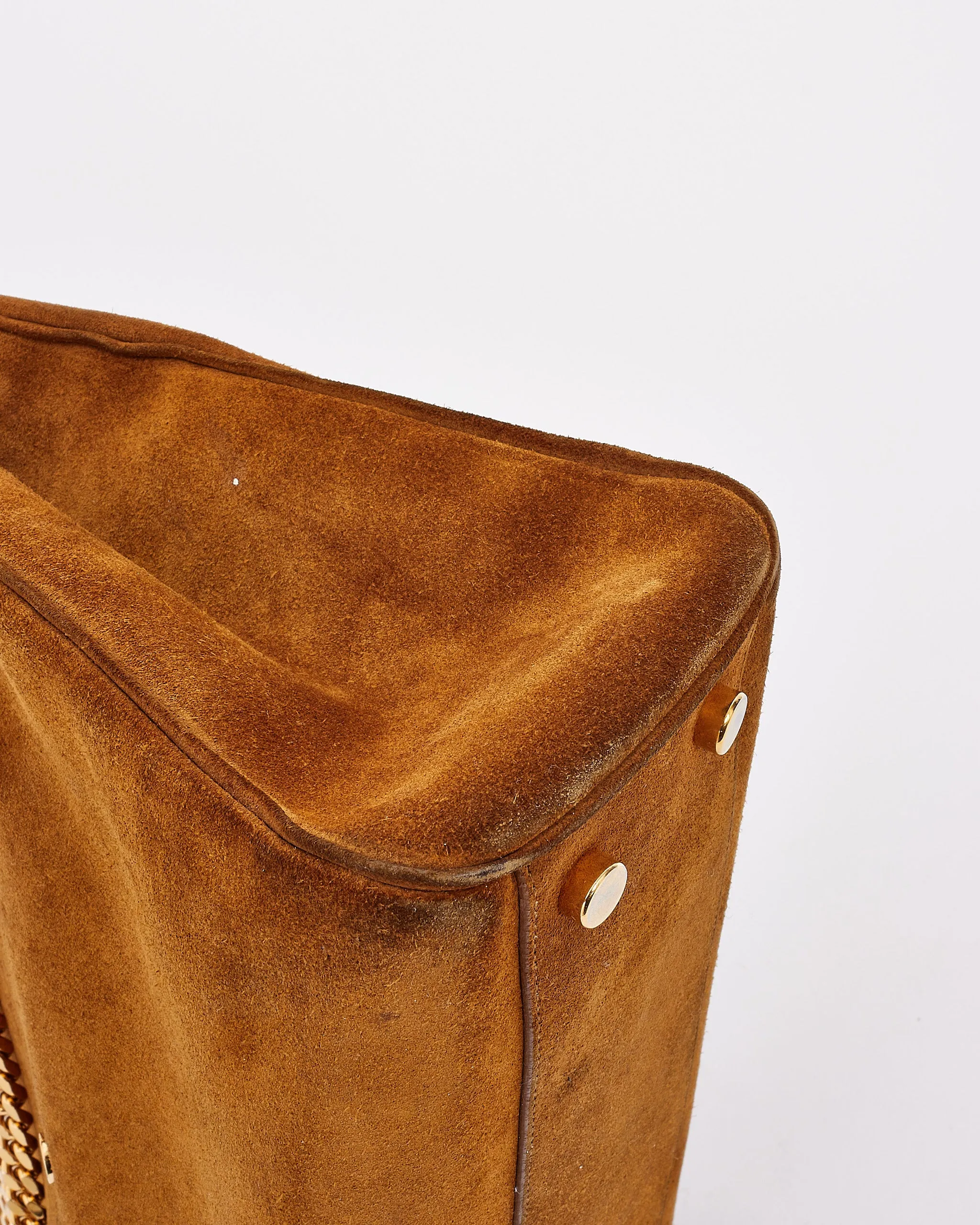 Saint Laurent Brown Suede Monogram Shopping Tote Bag