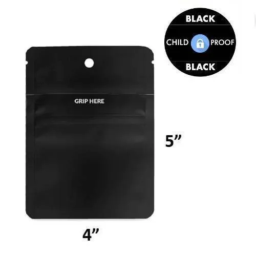 SAMPLE of Loud Lock Grip N Pull Mylar Bag 1/8 Oz or 1 Gram - Child Resistant - Opaque Black or White - (SAMPLE 1 Count)