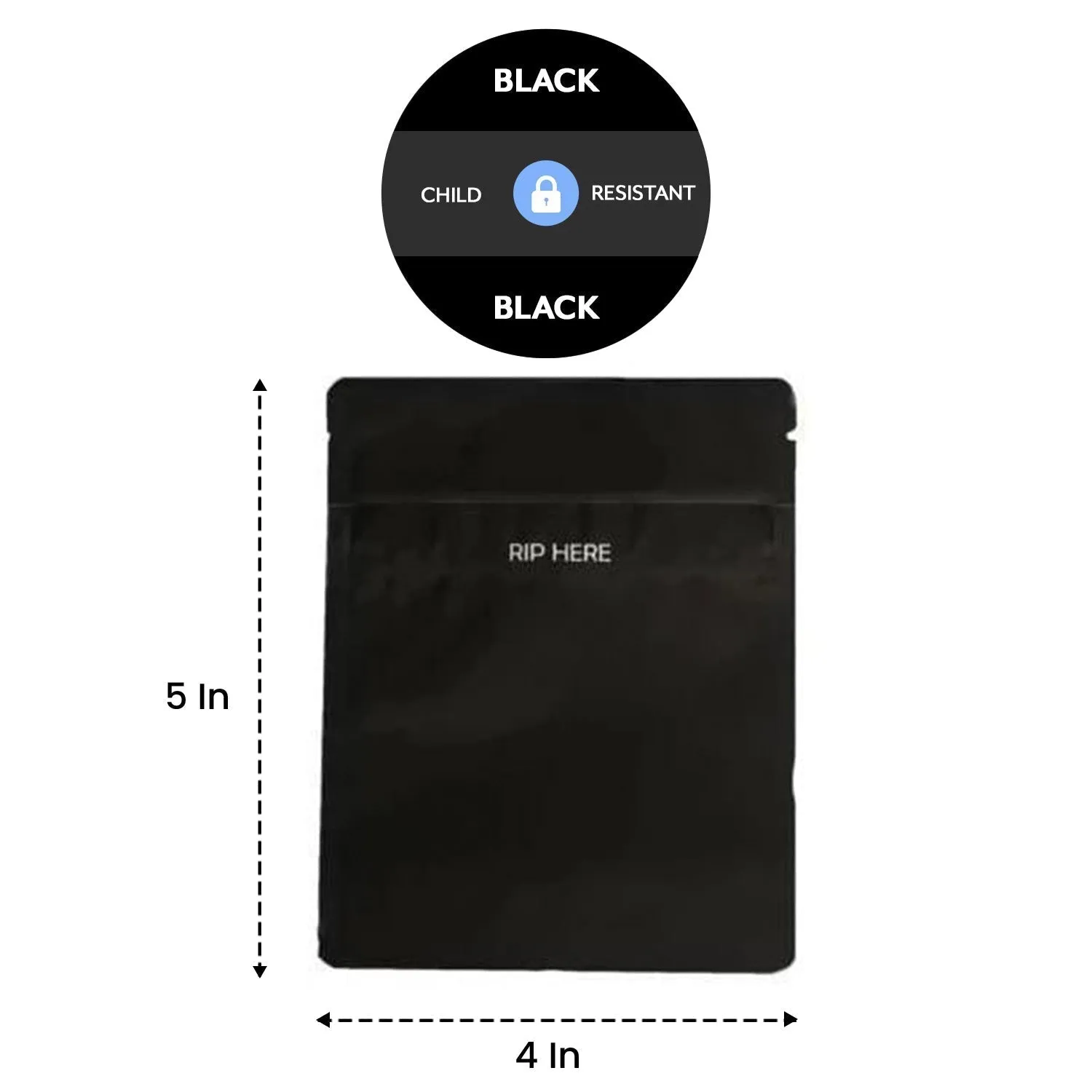 SAMPLE of Loud Lock Grip N Pull Mylar Bag 1/8 Oz or 1 Gram - Child Resistant - Opaque Black or White - (SAMPLE 1 Count)