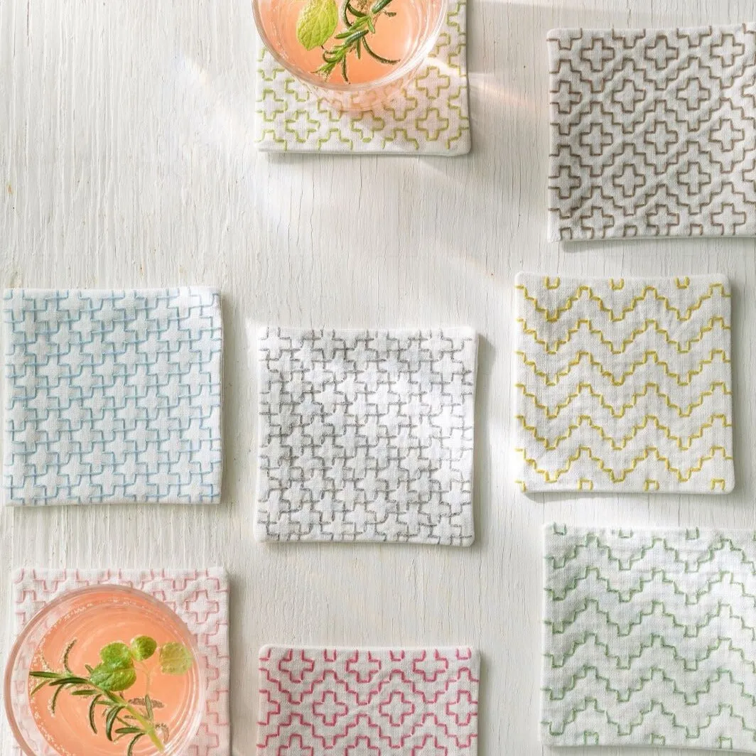 Sashiko Coaster Set - Intermediate White
