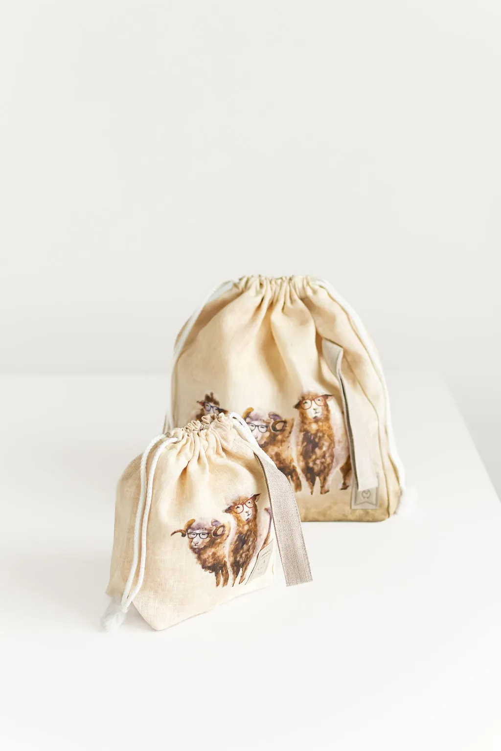 Sheep print Project Bag. Size Small. Special KnitterBag design.