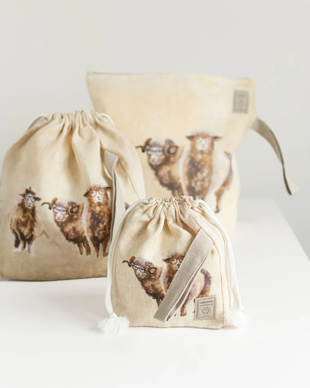 Sheep print Project Bag. Size Small. Special KnitterBag design.