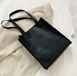 She's Out Tote Bag - Crocodile Print Solid Color Tote Bag