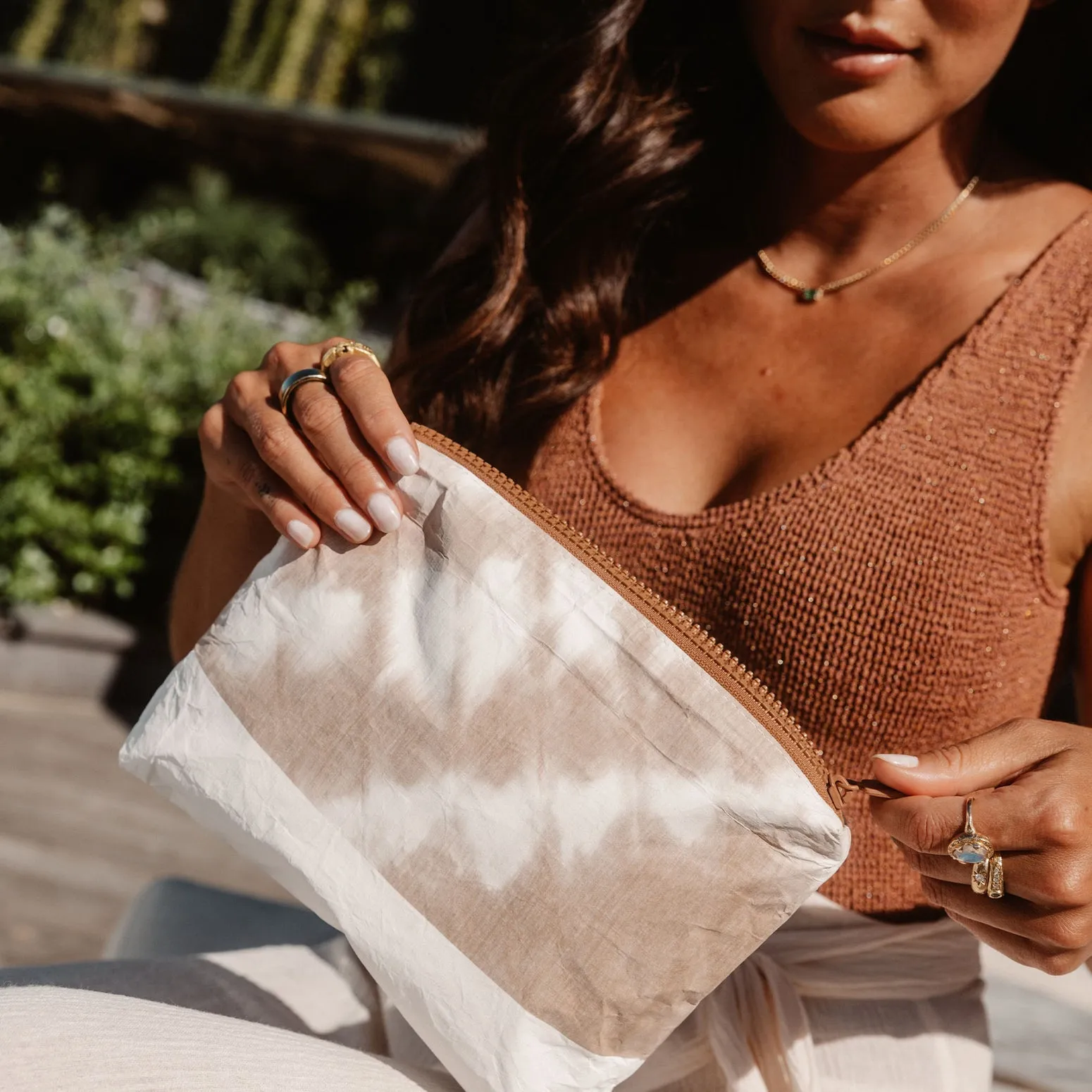 Shibori Small Pouch Sandstone