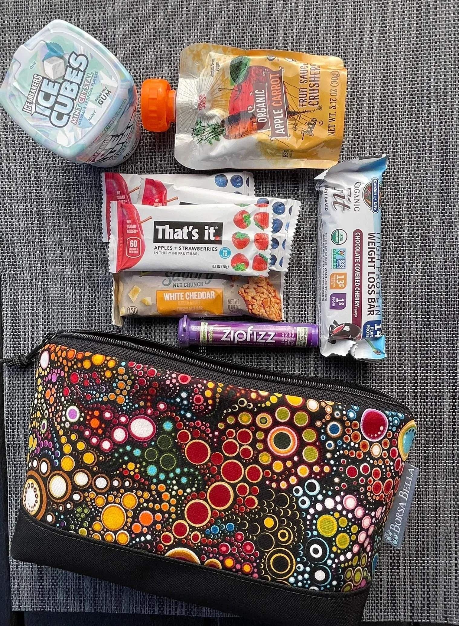 Side Kick Gusseted Zippered Pouch Decoupage Black and White Fabric