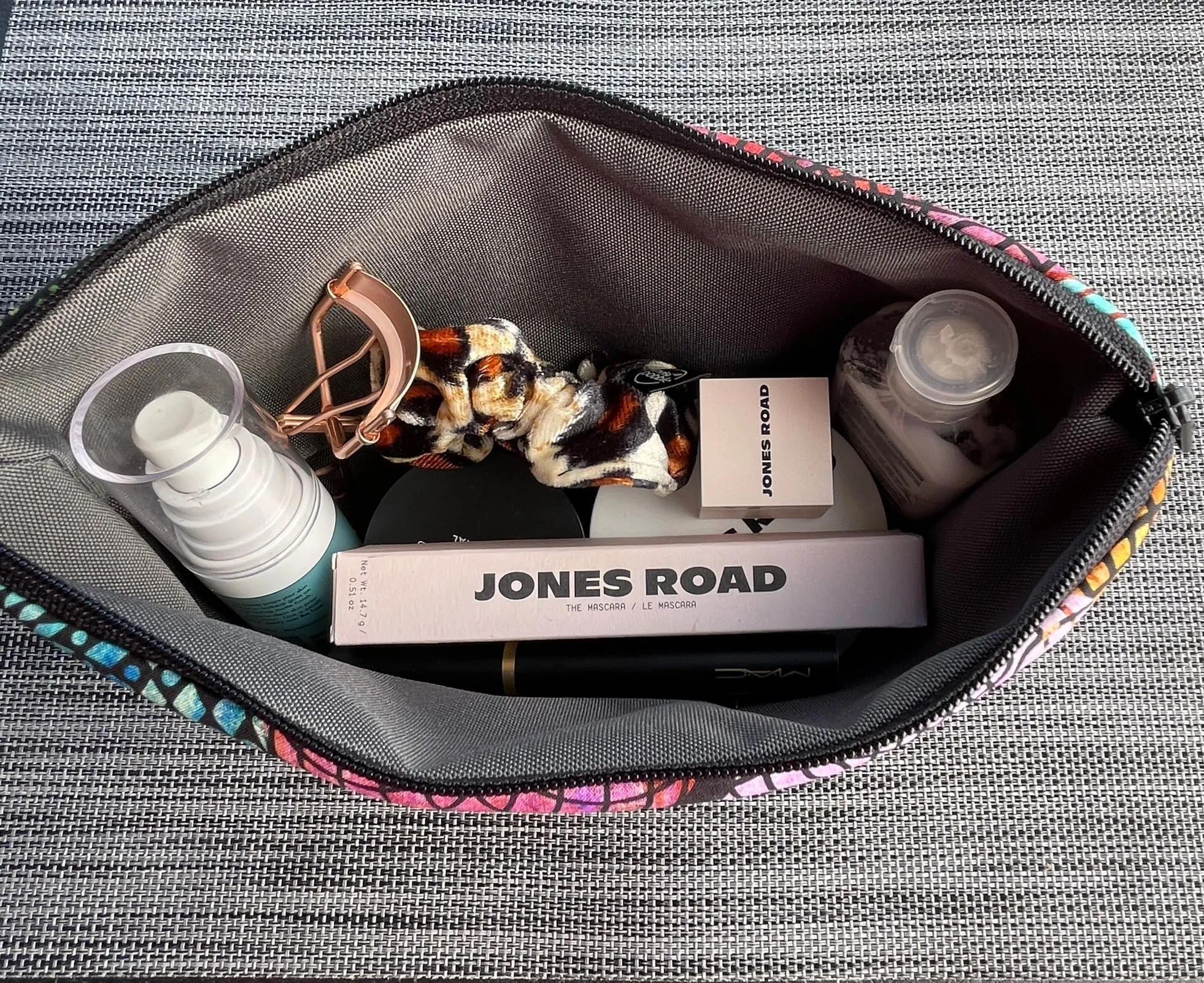 Side Kick Gusseted Zippered Pouch Decoupage Black and White Fabric