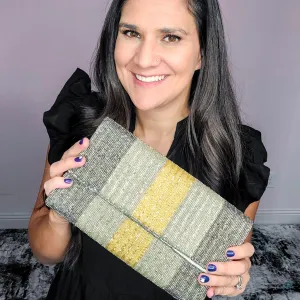 Silver and Gold Beaded Clutch