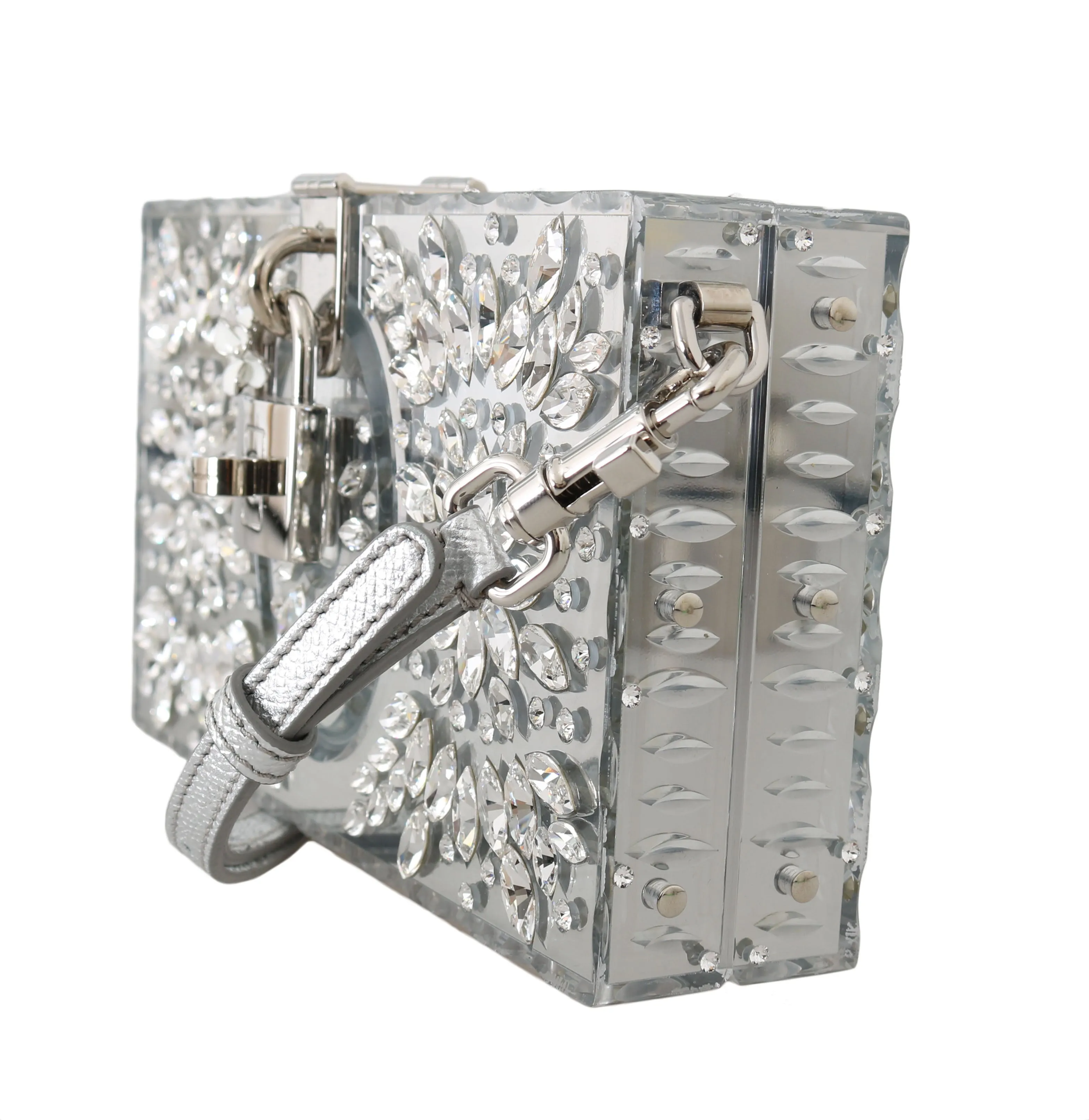 Silver Plexi Crystal SICILY Clutch Purse