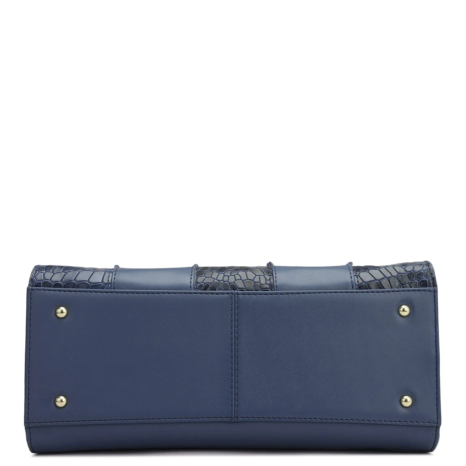 Small Croco Plain Leather Satchel - Stardust