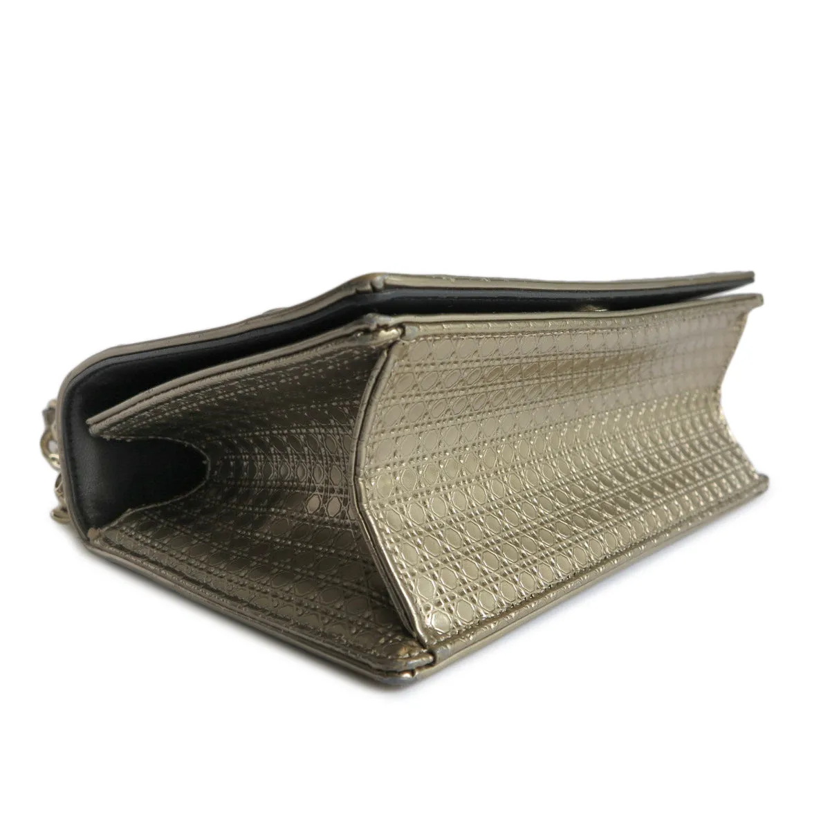 Small Diorama Bag in Gold Micro-Cannage Patent Leather