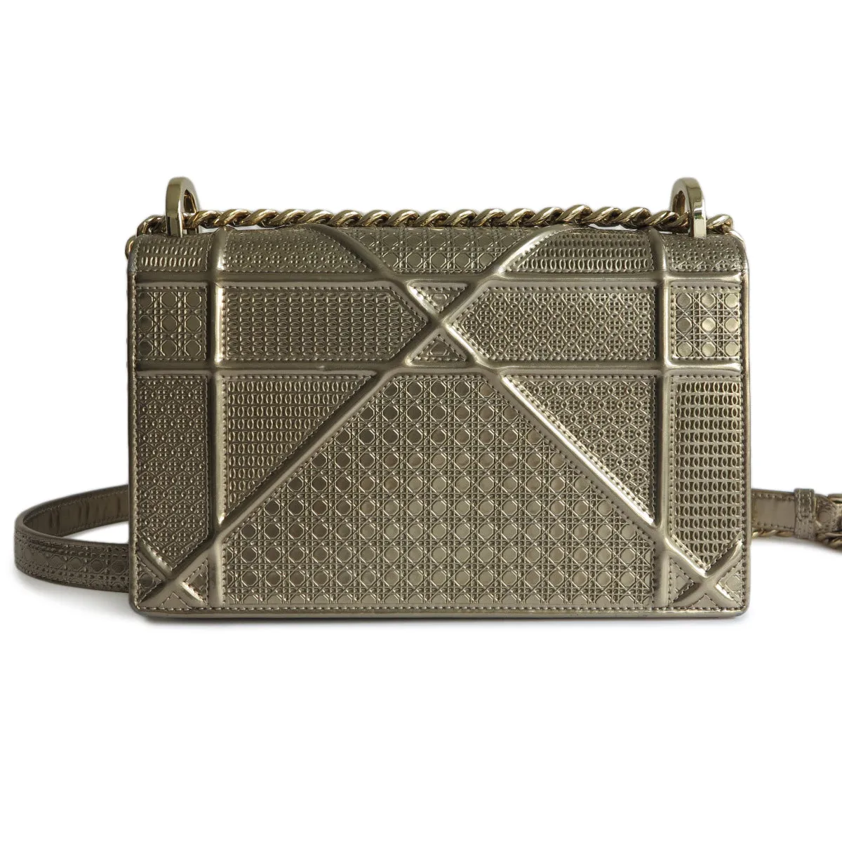 Small Diorama Bag in Gold Micro-Cannage Patent Leather