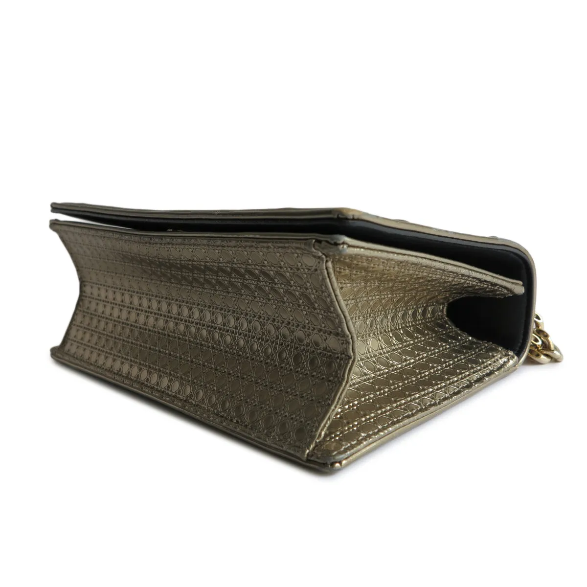Small Diorama Bag in Gold Micro-Cannage Patent Leather