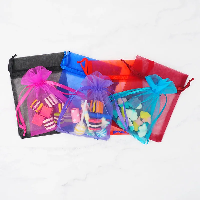 SMALL ORGANZA BAG RED 17CMX12.5CM 5PC