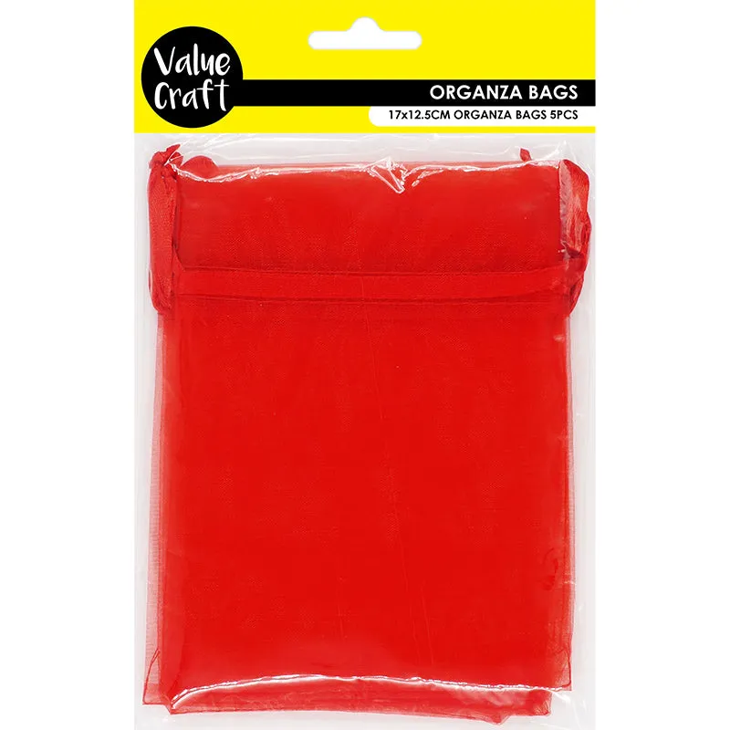 SMALL ORGANZA BAG RED 17CMX12.5CM 5PC