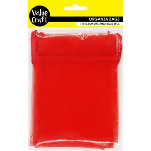 SMALL ORGANZA BAG RED 17CMX12.5CM 5PC