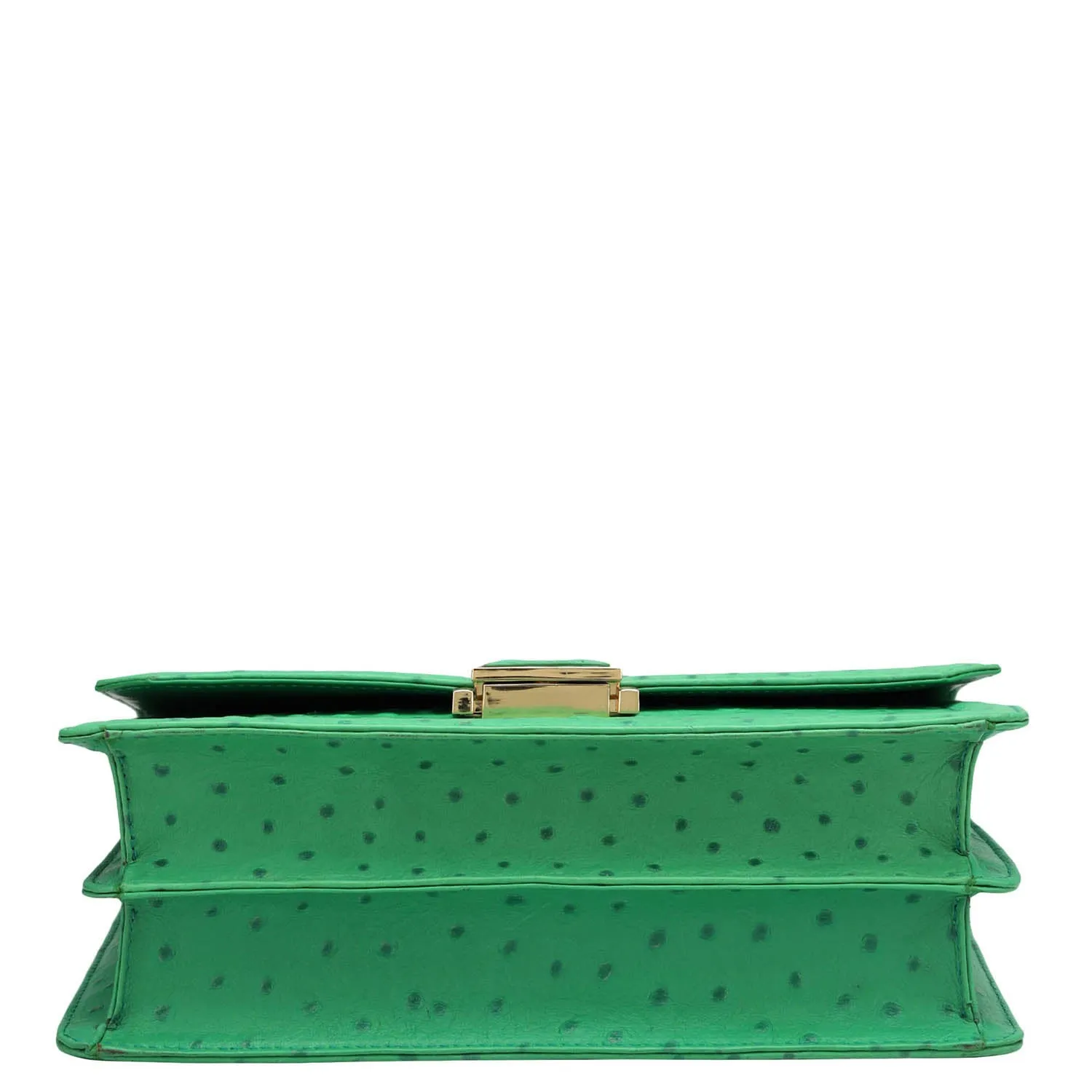 Small Ostrich Leather Satchel - Green