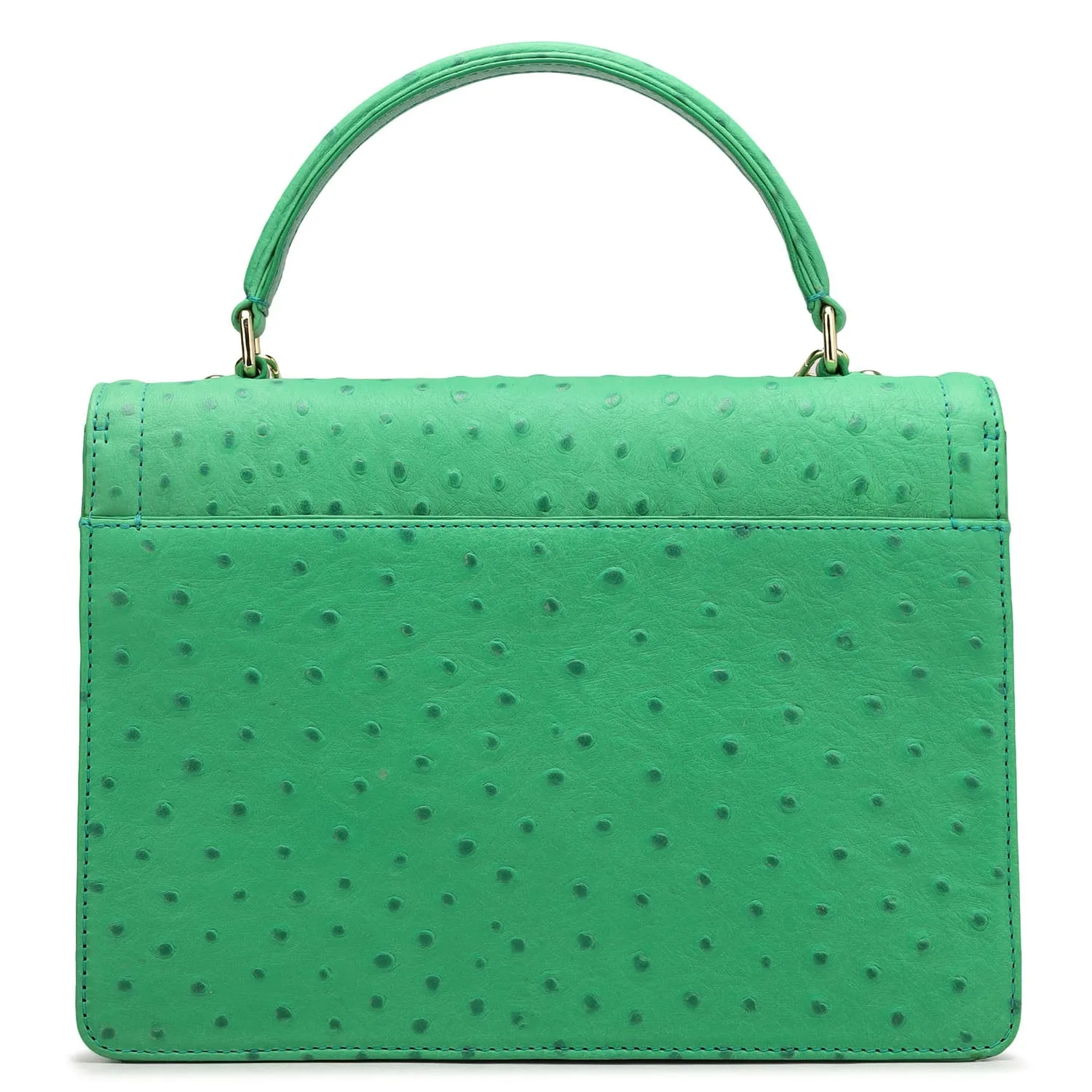 Small Ostrich Leather Satchel - Green