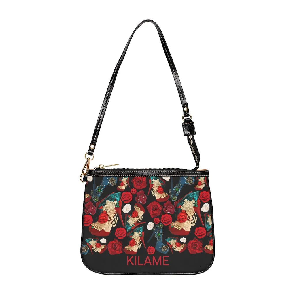 Small Shoulder Bag 'Fiori rosso nero'