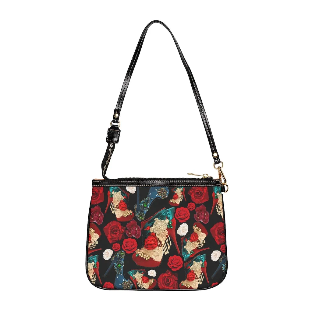 Small Shoulder Bag 'Fiori rosso nero'