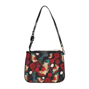 Small Shoulder Bag 'Fiori rosso nero'