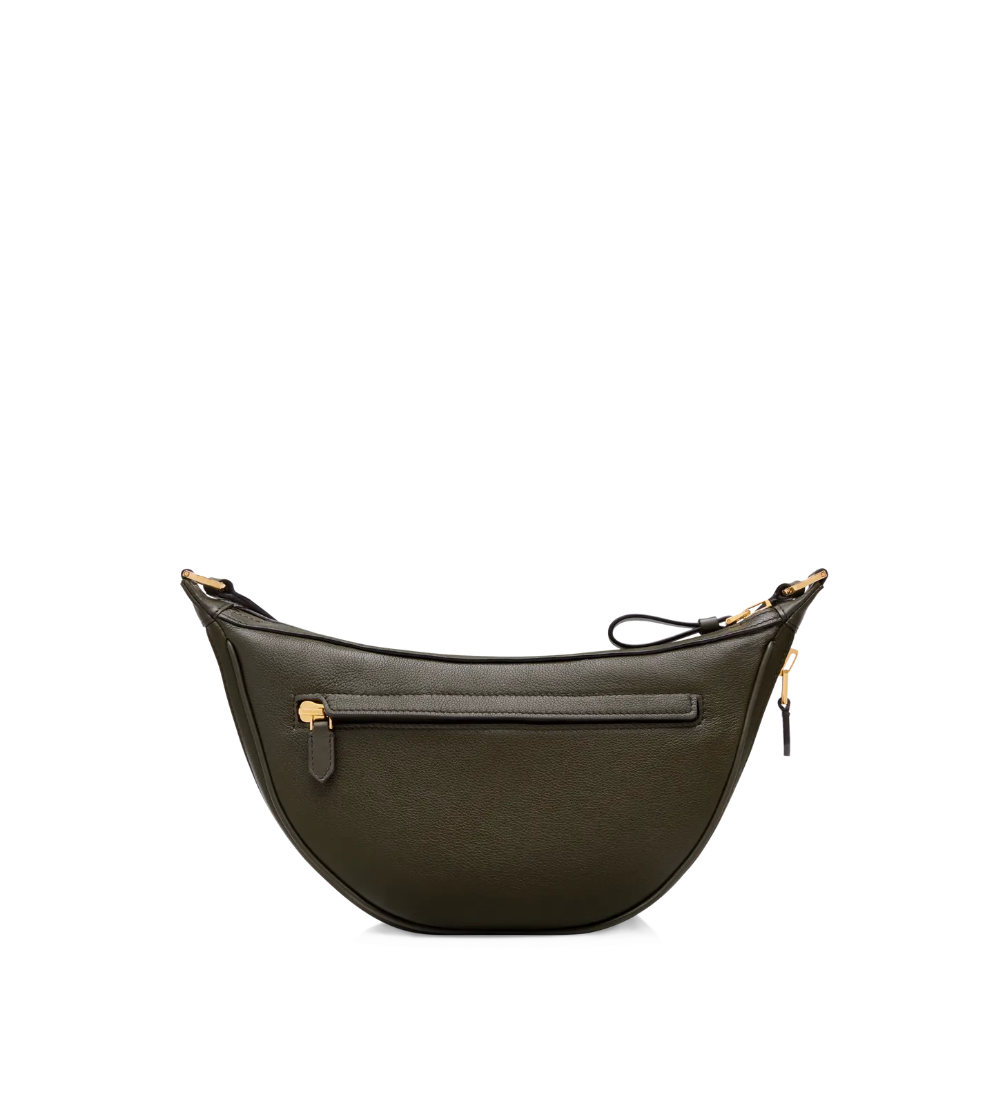 Smooth Leather Zip Crescent Bag