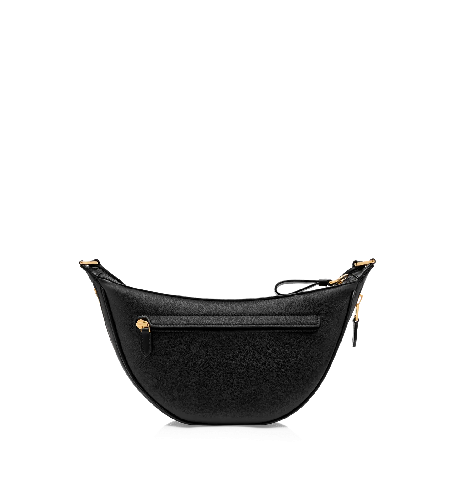 Smooth Leather Zip Crescent Bag