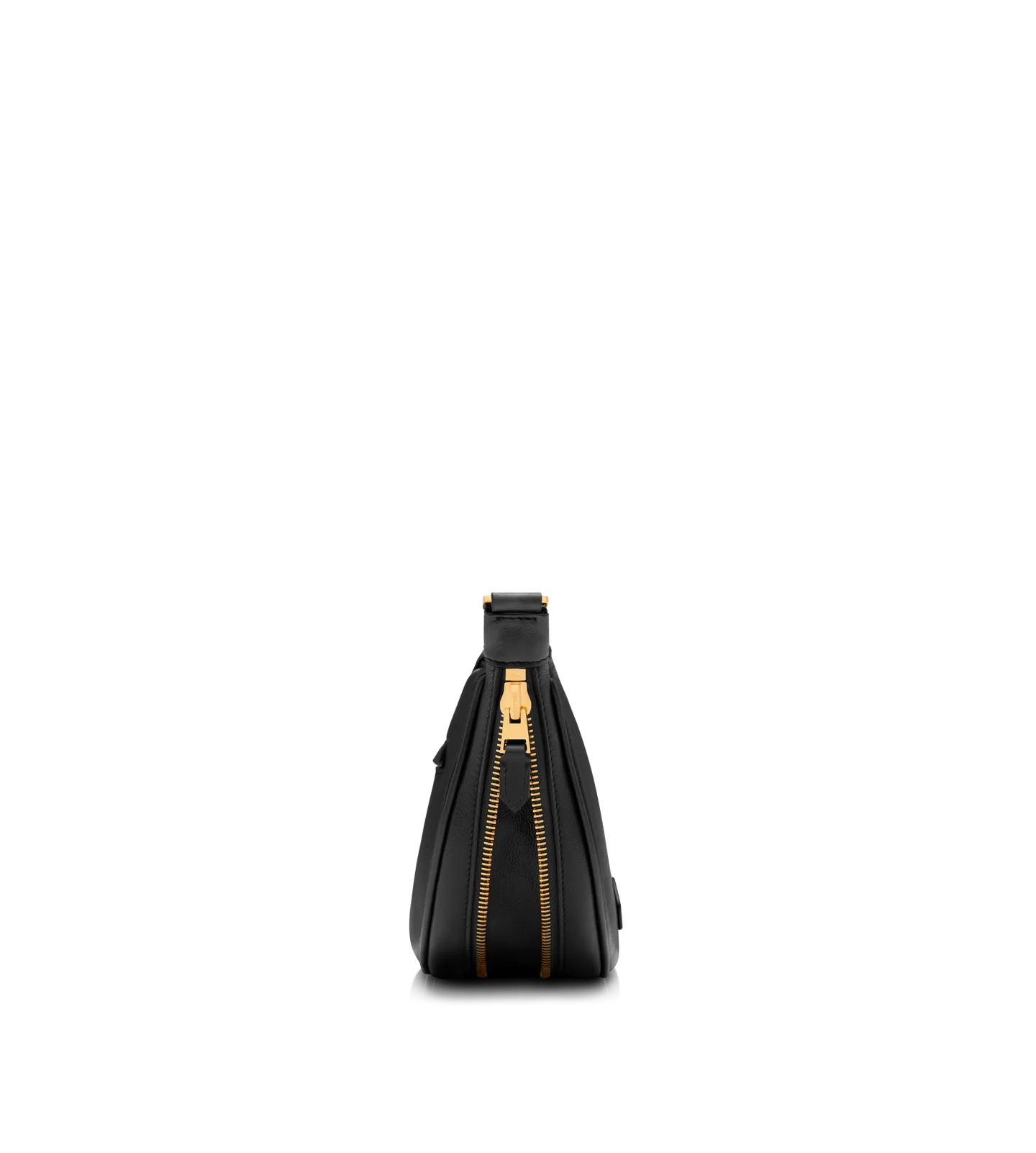 Smooth Leather Zip Crescent Bag