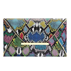 Snake Pattern Envelope Clutch