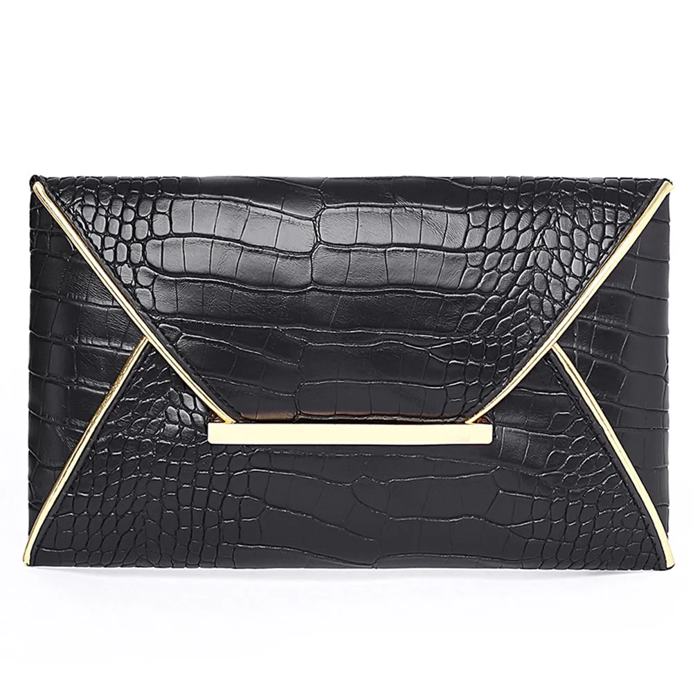Snake Pattern Envelope Clutch