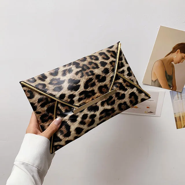 Snake Pattern Envelope Clutch