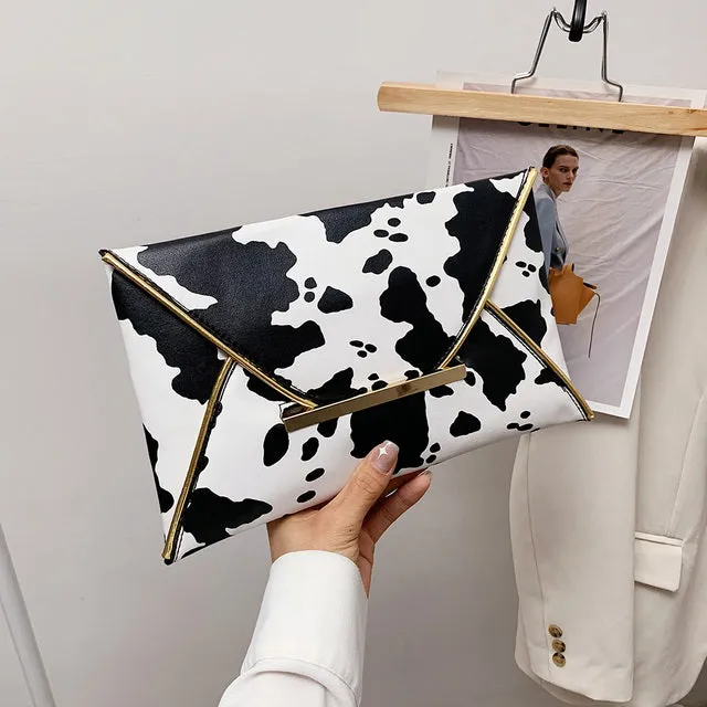 Snake Pattern Envelope Clutch