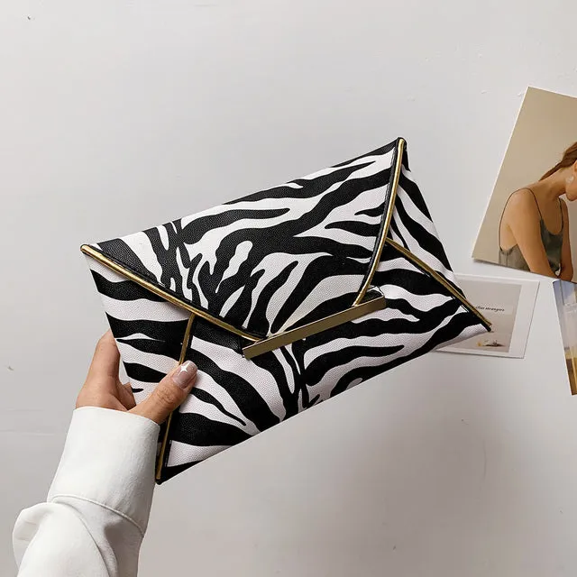 Snake Pattern Envelope Clutch
