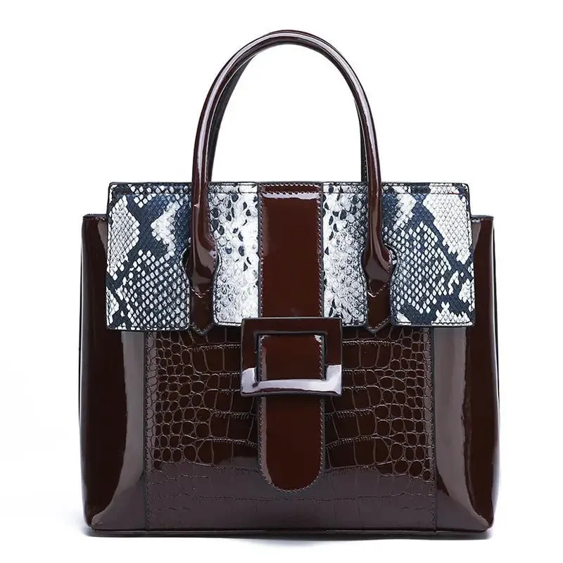 Snake Pattern Women's Shoulder Bag with Snake Design - Stylish 30x26x12cm Kelly Bag